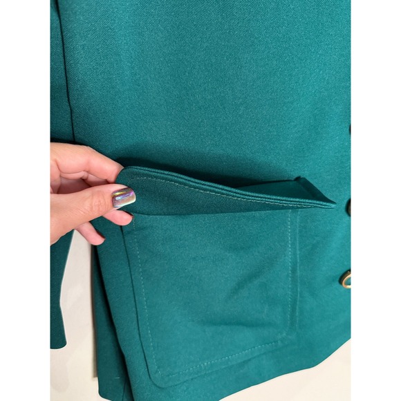 Vintage 70s Green Blazer Jacket Long Sleeve Button Front Pockets Coat Business - Picture 5 of 12